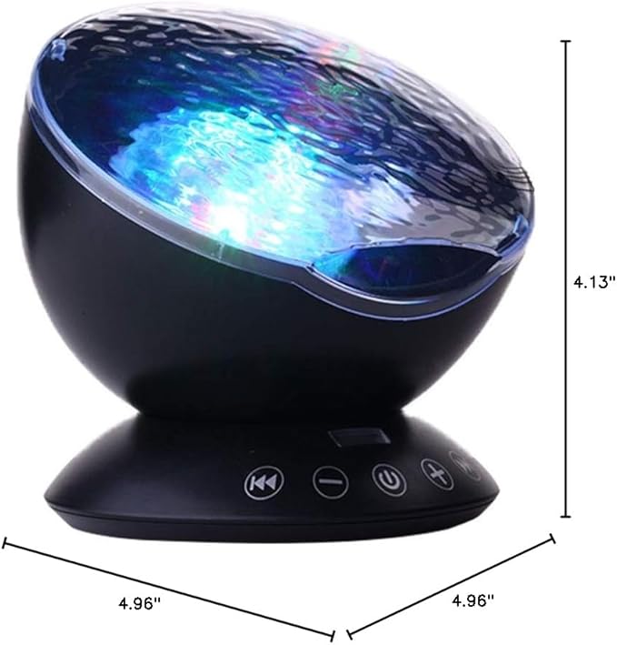 TOMNEW Ocean Wave Projector, Night Light Projector with Remote Control Timer 8 Colors LED Lighting Modes Music Speaker Water Lamp for Kids Adults Bedroom Living Room Party Decorations (Black)