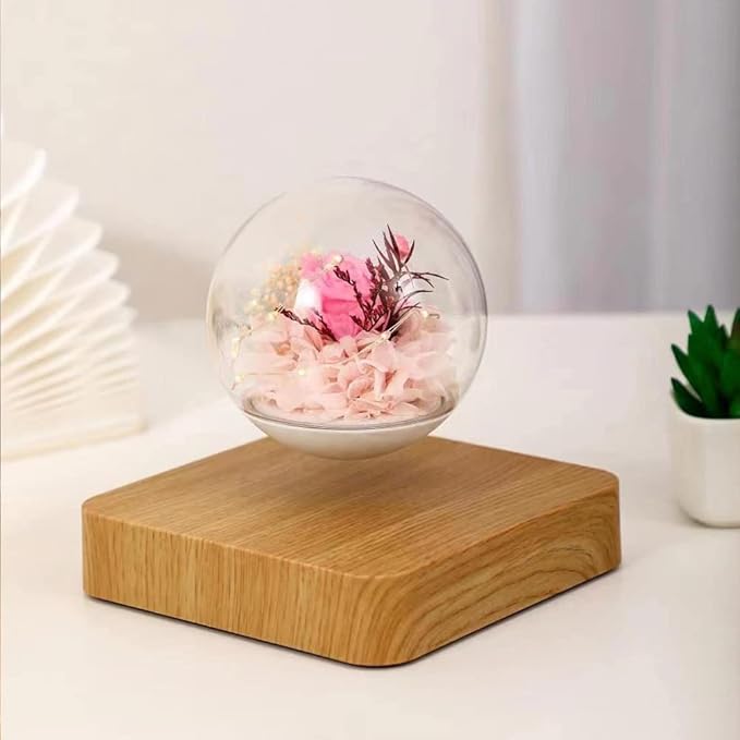 Magnetic Levitating Flower, Forever Flowers Real Eternal Roses, Levitation LED Light Bulb Lamp Floating Light, Decorative Light for Kids Lover Friends