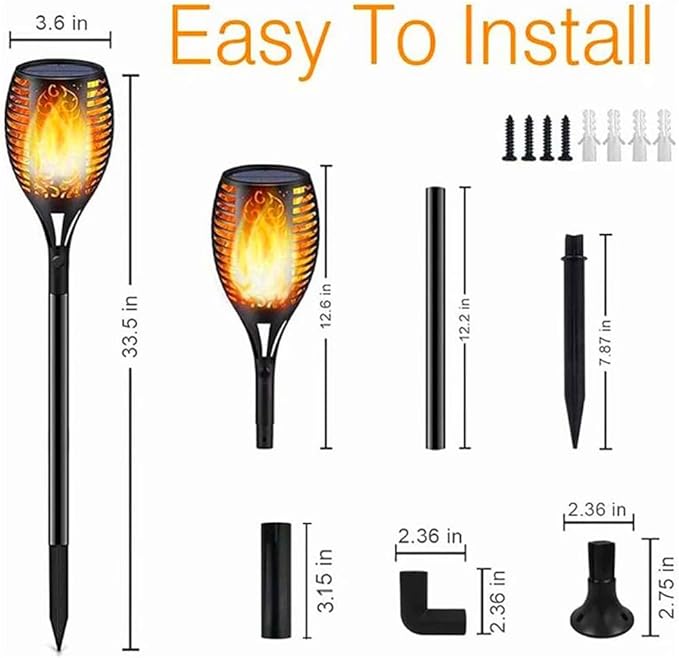 2 Pack Solar Light Outdoor (Super Larger Size) 96led Solar torches for outside,Ultra-Bright Solars Light with Flickering Flame,Auto Lighting Dusk to Dawn Landscape Patio Lights for Garden Decor