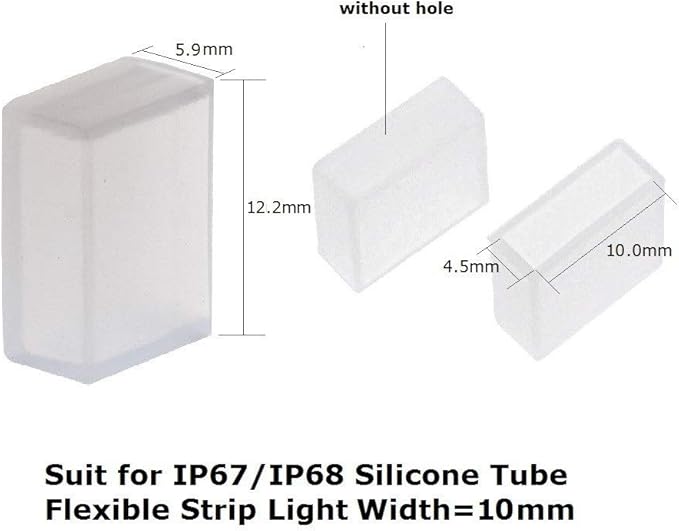 50 Pack End Cap Cover with Sealant for 10mm Wide Waterproof Silicone LED Strip Light