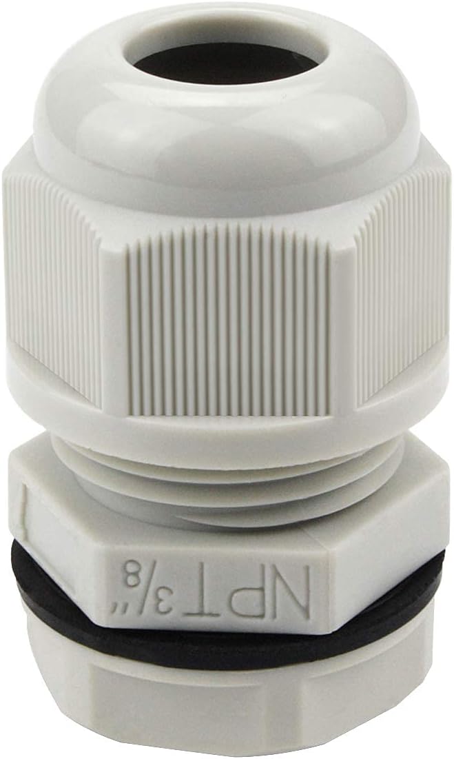 XHF 25 Pcs 3/8" IP68 Strain Relief Nylon Cord Grip Waterproof NPT Cable Glands Adjustable UL Listed and RoHS Compliant (Grey)