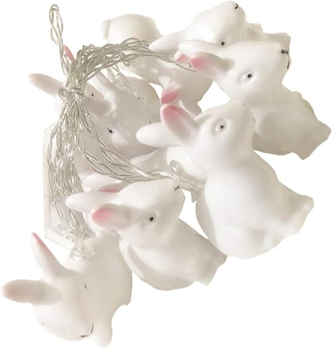 ABOOFAN String Easter Rabbit Lights Easter Electric Lights Led Rabbit Party Ornament Led Bunny White Outdoor Animal