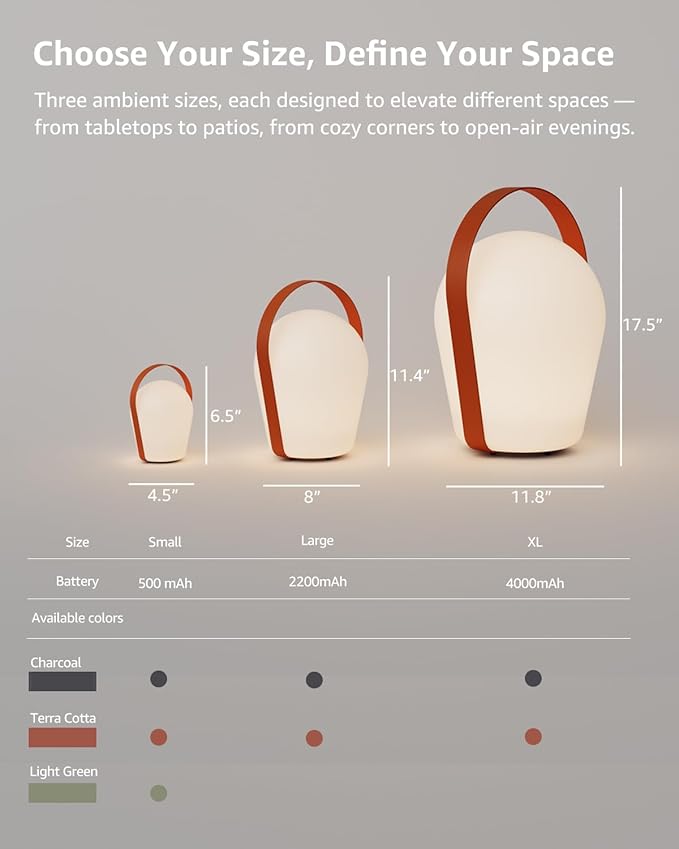 Outdoor Floor Lamp,Solar Lights Outdoor,Solar Lanterns Outdoor Waterproof IP65,4000mAh Li-ion Battery Smart Lamp,Outdoor Lantern for Backyard Decor,Table Lamp for Patio Decor,Terra Cotta,XL