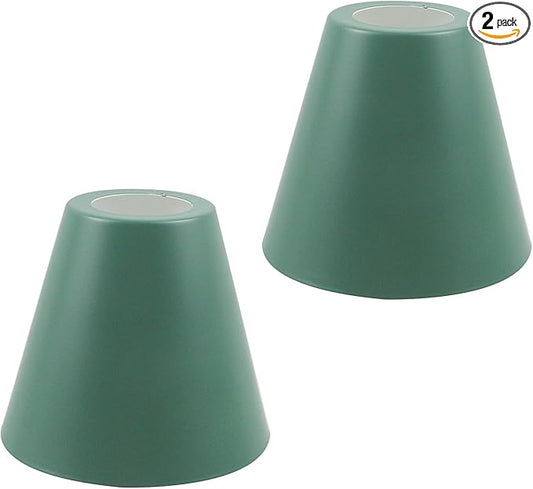 MY MIRONEY 2PCS Green Barrel Metal Lampshade Hardware E27 Industrial Pendant Light Shade Vintage Chandelier Lamp Shades Cone Bulb Guard Table Desk Lamp Cover, 4.13" Height