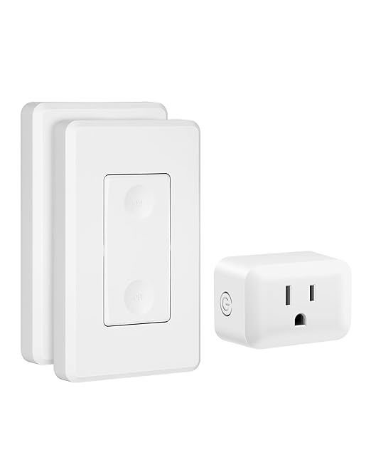 DEWENWILS Wireless Remote Wall Switch and Outlet, No Wiring, On Off Power Plug, Expandable Remote Control Outlet Light Switch for Lamps, Fans, Household Appliance, 100Ft RF Range