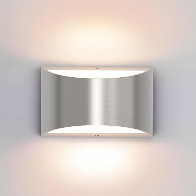 Aipsun Nickel Modern LED Wall Sconce Hardwired Indoor Wall Lights 1 Pack Up and Down Wall Mount Light for Living Room Bedroom Hallway Corridor Conservatory Warm White 3000K(with G9 Bulbs)