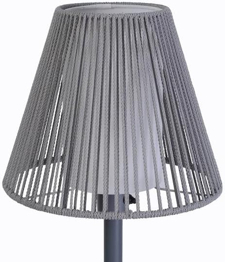 Ceybo 61.5 in. Gray Outdoor/Indoor Floor Lamp with Rope Shade – Weather-Resistant Boho Modern Lighting for Patio, Porch, or Sunroom