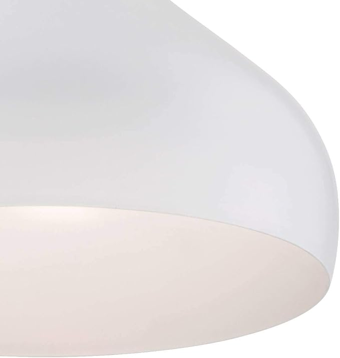 Possini Euro Design Felton White Aluminum Mini Pendant Light 13" Wide Mid Century Modern Round Shade Fixture for Dining Room House Entryway Bedroom Kitchen Island Hallway High Ceilings