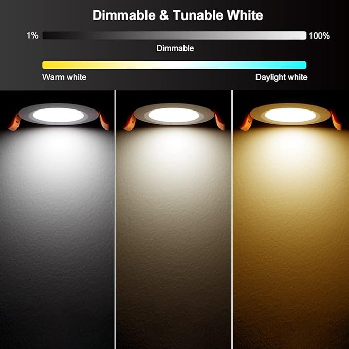 YGS-Tech Smart 2 Inch LED Recessed Lighting RGB WiFi Downlight, 5W Compatible with Alexa and Google Home, Dimmable RGB & CCT 2700-6500K Color Changing, 120V LED Ceiling Light with Driver (1 Pack)