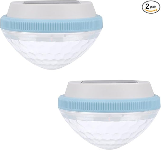 2pcs Solar Floating Pool Lights, Waterproof Multi-Color Changing LED Solar Swimming Pool Lights Decoration for Garden Pond Fountain Wedding Party