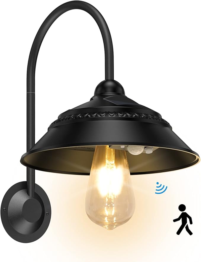 Aqonsie Solar Barn Light Outdoor With 3 Lighting Modes & Motion Sensor Wall Sconces, Rustic Chicken Coop Lights, Waterproof Wall Mount Light for Barn/Shed/Farmhouse/Porch