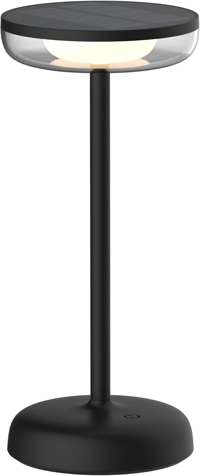 Cocktail Style Solar Table Lamp – Cordless LED Light with USB-C Charging, Dimmable Warm 2700K Glow, Weather Resistant for Indoor/Outdoor Use – Black, 1 Pack