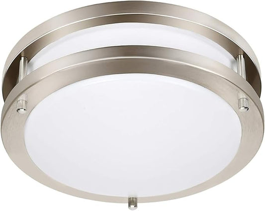 48W Dimmable LED Ceiling Light Fixture, Flush Mount Light Fixture for Kitchen, Bathroom, Bedroom, Garage, 5000 Lumens, 500W Equivalent, 13.2in, Daylight 5000K, Brushed Nickel