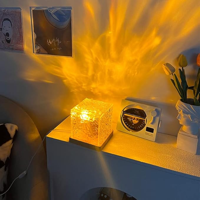 Ocean Wave Projector Light，Aurora Glow Lamp Crystal Night Light Romantic Room Decor，Led Ripple Lamp Lights Party Bedroom Room Decor