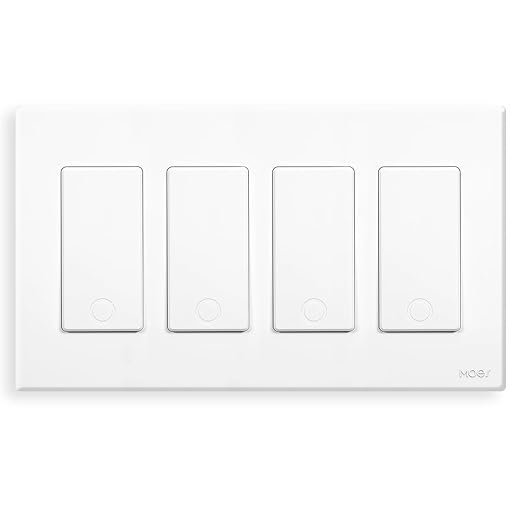 MOES Smart Single Pole Light Switch, 2.4GHz WiFi Smart Wall Switch, Needs Neutral Wire, Multi-Control, Smart Life/TUYA APP Control, Voice Control with Alexa/Google Home, White 4 Gang