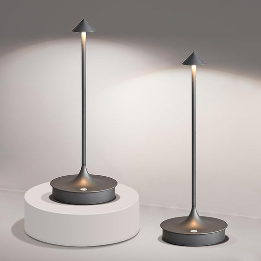 Cordless Table Lamp Rechargeable Led Desk Lamp Battery Operated Table Lamps Touch Dimmable Lamp Portable Outdoor Table Light for Restaurants and Bars Indoor/Outdoor Use (Grey - 2PC)
