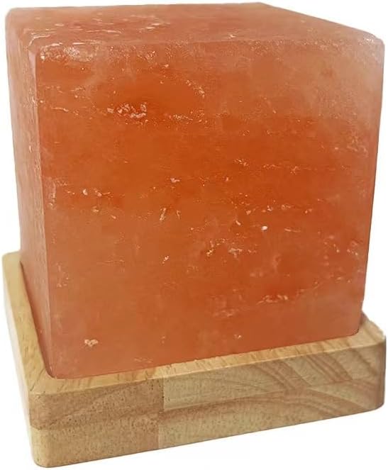USB Himalayan Warm Light Salt Lamp, Atmosphere Decorative Salt Light with Solid Wood Base, Natural Crystal Rock BedHead Night Lamp, Gift of Handicrafts for Friends.