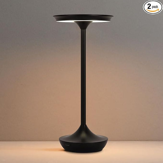 LED Cordless Table Lamp Rechargeable,Portable 6000mAh Battery Outdoor Bedside Table Lamps,3 Color Stepless Dimming Touch Battery Powered Lamp, Table Light for Restaurant/Patio/Camping/Bedroom(Black)