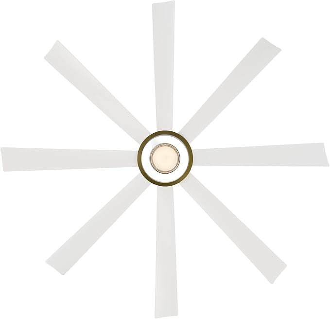 Modern Forms Aura Indoor and Outdoor 8-Blade 72in Smart Ceiling Fan in Soft Brass Matte White with 3000K LED Light Kit and Remote Control works with Alexa and iOS or Android App