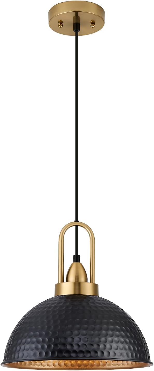 Black Pendant Lights Kitchen Island Industrial Adjustable Height Vintage Farmhouse Dome Hanging Light Fixtures for Barn, Dining Room 1 Pack