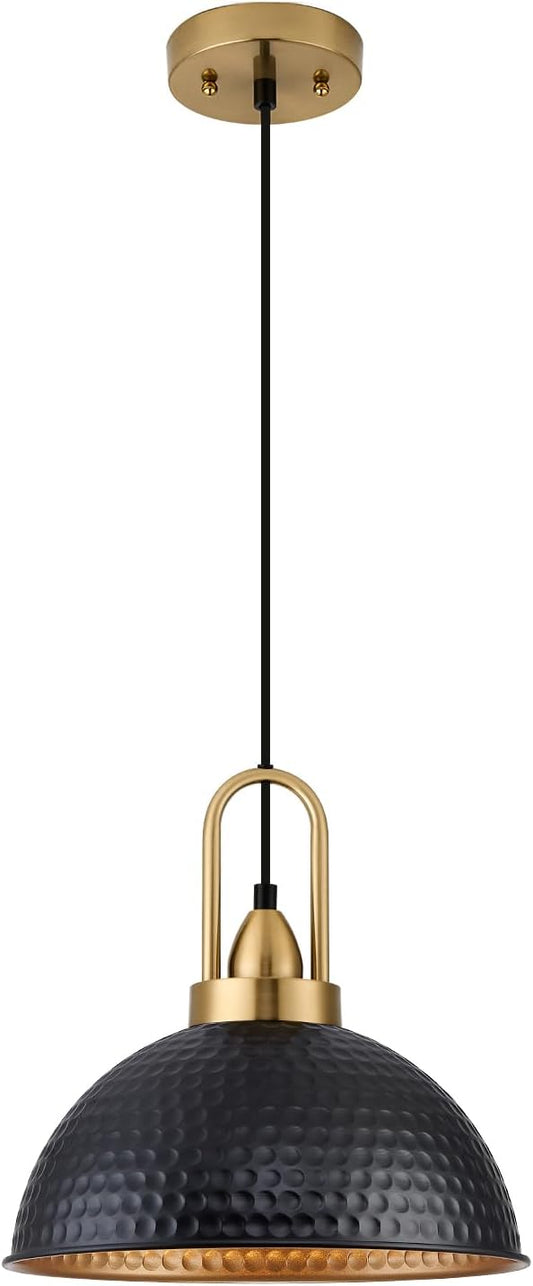 Black Pendant Lights Kitchen Island Industrial Adjustable Height Vintage Farmhouse Dome Hanging Light Fixtures for Barn, Dining Room 1 Pack