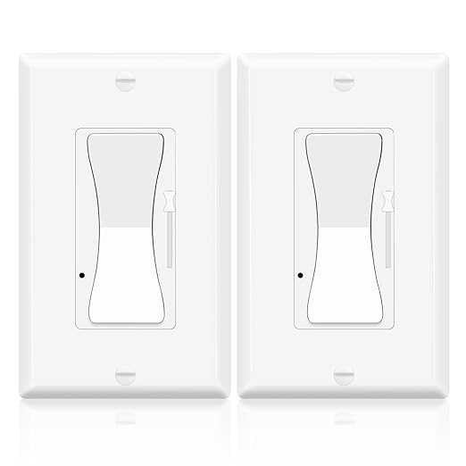 Dimmer Light Switch,Greencycle 2PK Single Pole/3 Way Dimmer Switch for Dimmable 150W LED CFL Light,600W Halogen and Incandescent,15A 120V,Neutral Wire Not Required,Residential/Commercial,ETL Listed