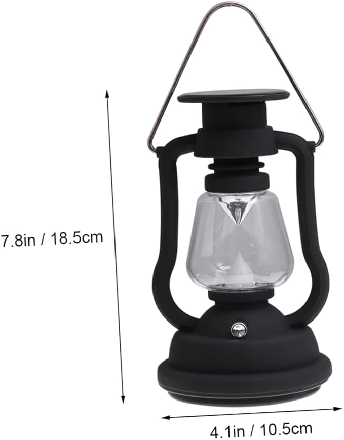 POPETPOP Rechargeable Solar Retro Horse Light Portable Camping Lantern with Hand Power Generation Multi Function Tent Light for Hiking Emergency Outdoor Use Black
