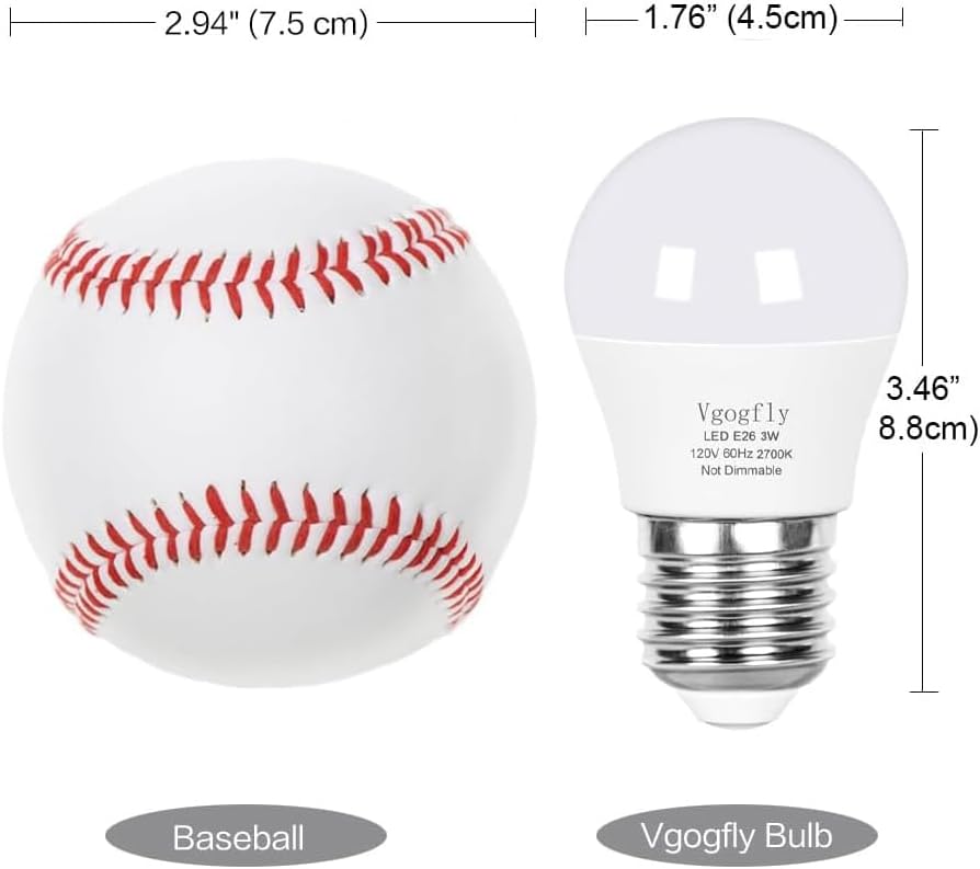 Vgogfly 1.5W Low Wattage Light Bulb - 15W Equivalent 2700K Soft White A15, E26 Base Night Light for Bedroom Nursery Hallway, Energy Saving LED Bulb for Small Lamps & Vintage Fixtures (4-Pack)