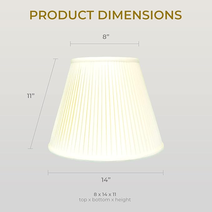 Royal Designs, Inc. Deep Empire Side Pleat Basic Lamp Shade, BSO-728-14EG, Eggshell, 8 x 14 x 11