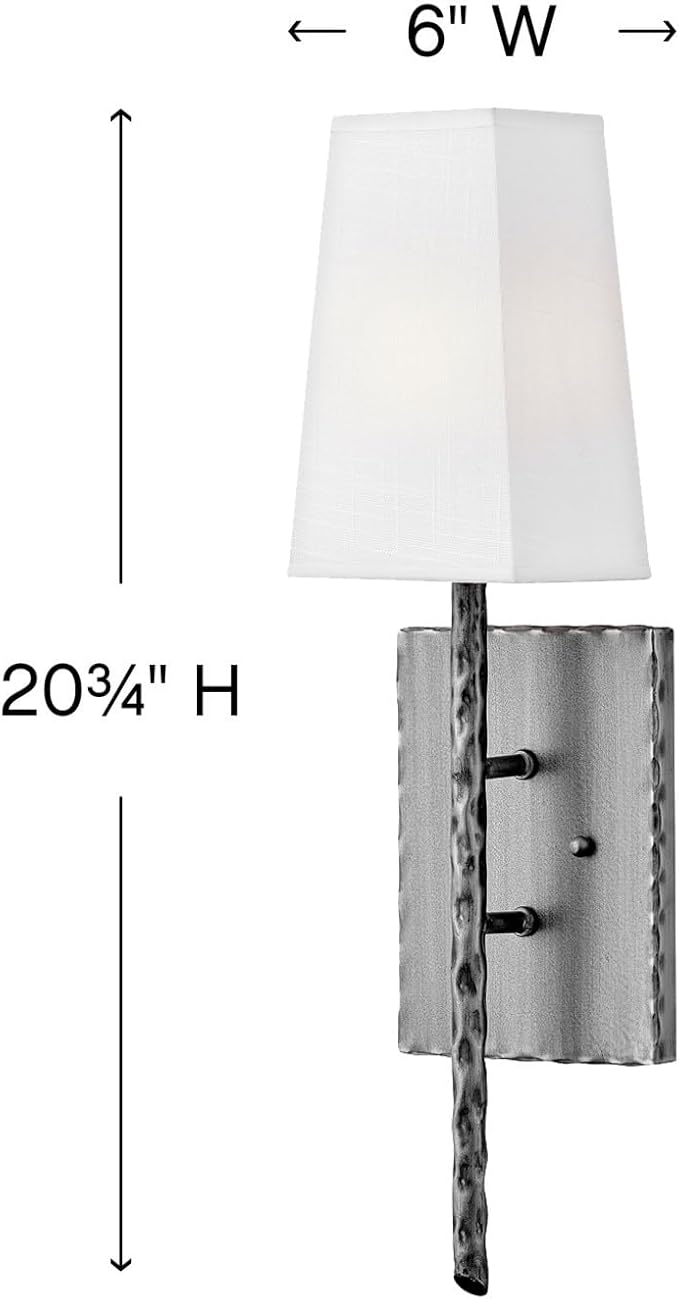Hinkley Tress Large Single Light Wall Sconce - Hammered Details, Off-White Textured Shade - Burnished Nickel