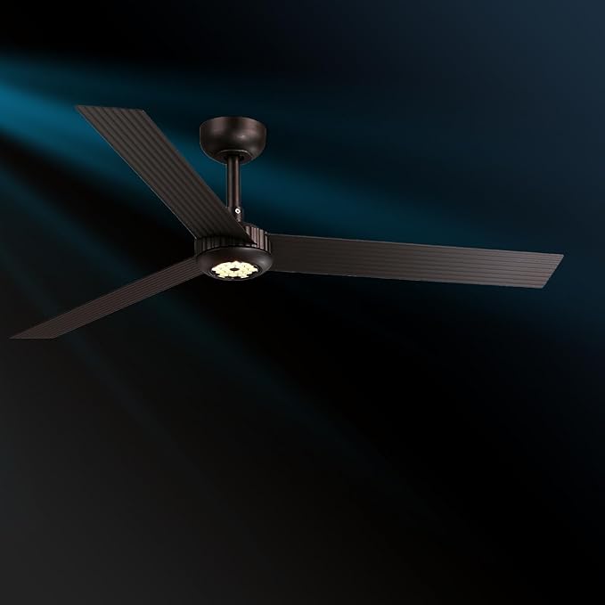 TALOYA 52 inch Modern Ceiling Fan with Lights,Remote Control,3 Metal Blades,Coffee-brown Finish,6-Speed,Dimmable, Noiseless Reversible DC Motor,Indoor/Outdoor Ceiling Fan for Living Room Bedroom patio
