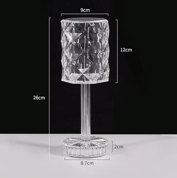 Rose Crystal Table Lamp, 16 Color Changing, Touch & Remote Control, USB Rechargeable, Modern Style