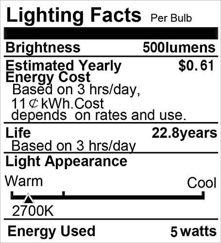 A15 LED Bulb 40 Watt Equivalent, 5W LED Light Bulbs, Soft White 2700K Energy Saving Low Watt Light Bulbs,E26 Base Bulb for Home Bedroom(4 Pack)
