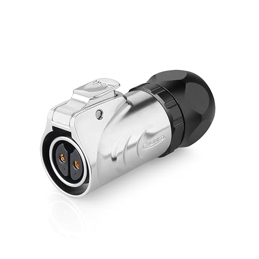 CNLINKO LP20 Reverse Mount 2-Pin Waterproof Circular Electrical Connector, IP68 Female Plug Male Socket for Automotive Machinery and Outdoor Use Quick Connect Aviation Connector (Metal Plug)