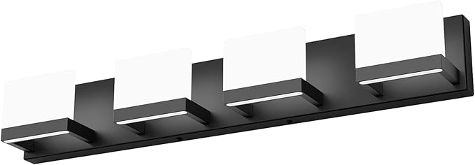 Tipace 4 Lights Modern Black Vanity Light Up and Down Black LED Vanity Light Fixtures Bathroom Vanity Light Fixtures Over Mirror 6000K