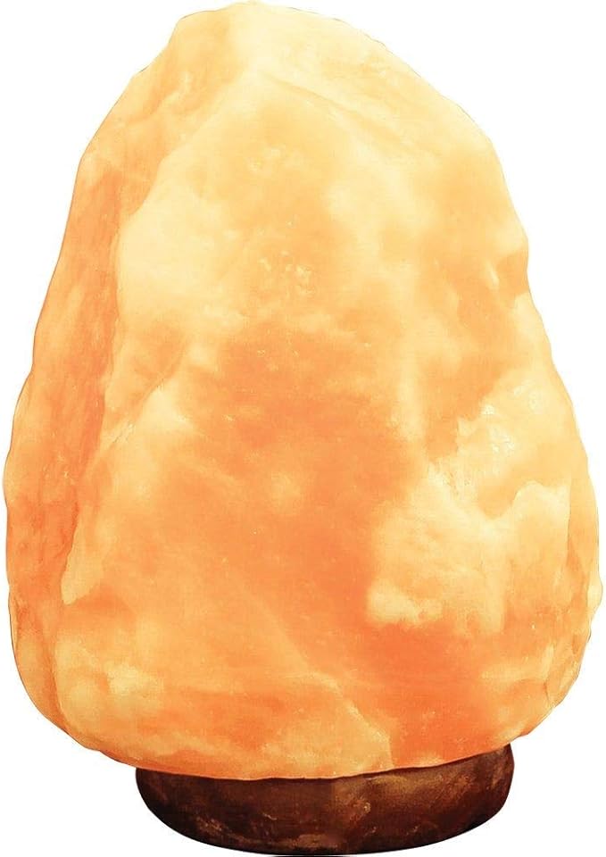 Works 100% Natural Himalayan Salt Lamp, Pink Crystal Salt Lamp with Wooden Base, Includes 15W Bulb and 6-Foot Cord with On/Off Switch, 6.5-9 Lbs, 7” H