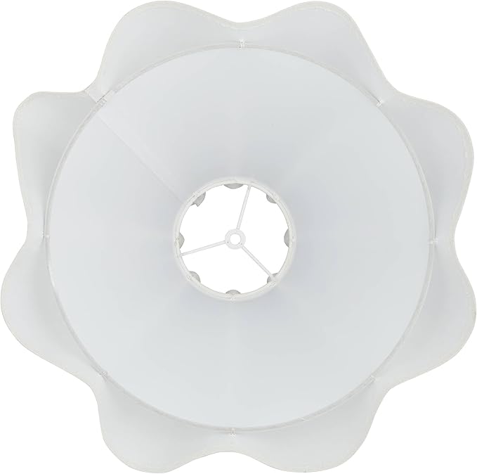6" Top x 18" Bottom x 10" High x 10" Slant Lamp Shade Replacement Large White Wave Empire Modern Linen Fabric Spider Harp Finial - Springcrest