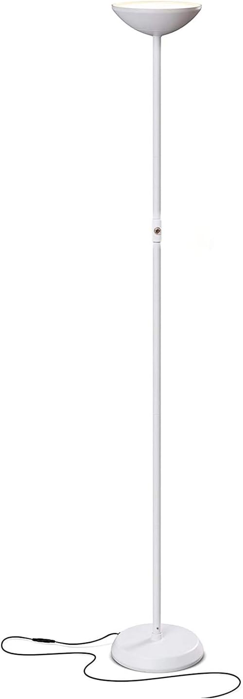 Brightech SkyLite LED Floor lamp, Torchiere Super Bright Floor Lamp for Living Rooms & Offices - 3 Way Dimmable Tall Torch Lamp, High Lumen Standing Pole Lamp for Bedroom Reading - White