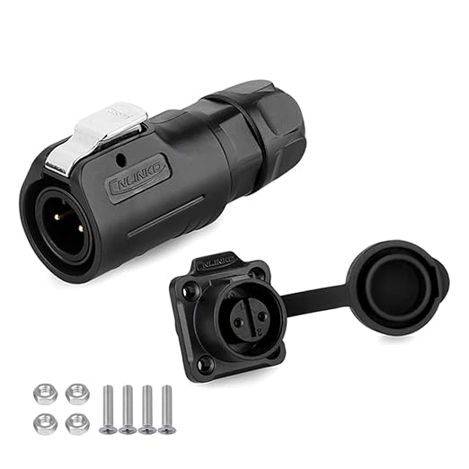 CNLINKO LP12 2/3/4/5/6/7/8 Pin Male Female Electrical Push Pull Plug with Socket IP68 Waterproof Plastic Solar Panel Mount Quick-Connect Connectors (2 Pin)