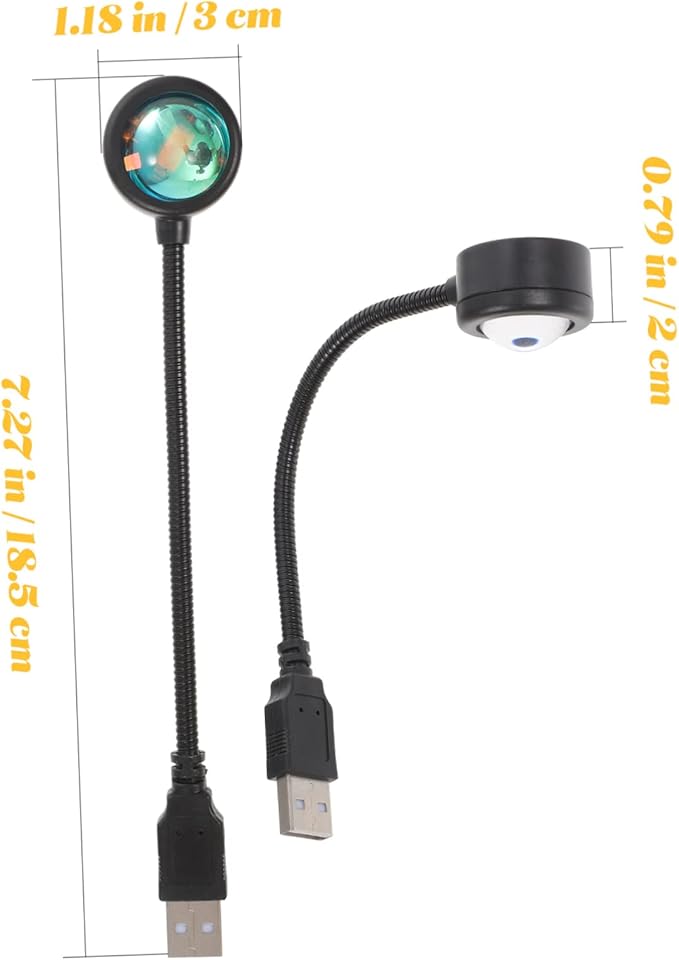 2pcs Sunset Projection Lamp Rainbow Color LED Night Light USB Powered Decorative Light for Bedroom Living Room Home Decor Ambient Lighting