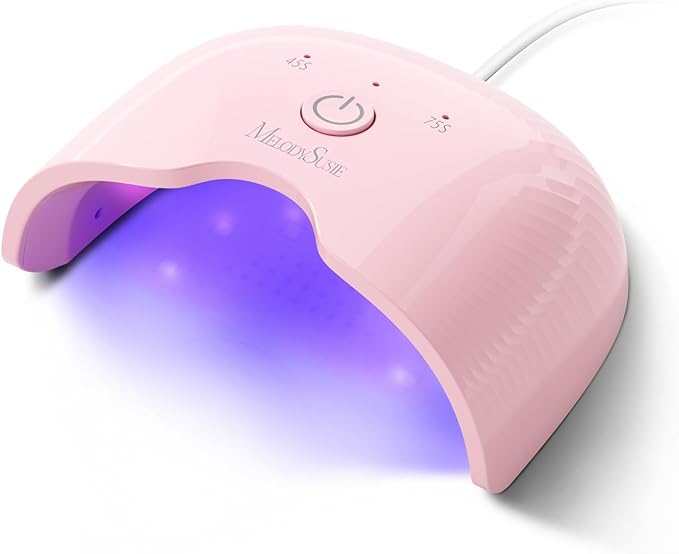 MelodySusie Mini LED UV Nail Lamp with Lightweight Design, P-ART06F Nail Dryer with Simple Button Control Cures All Soft Gels at Home, Especially Half-Cured Gel, Base Coat & Top Coat Pink
