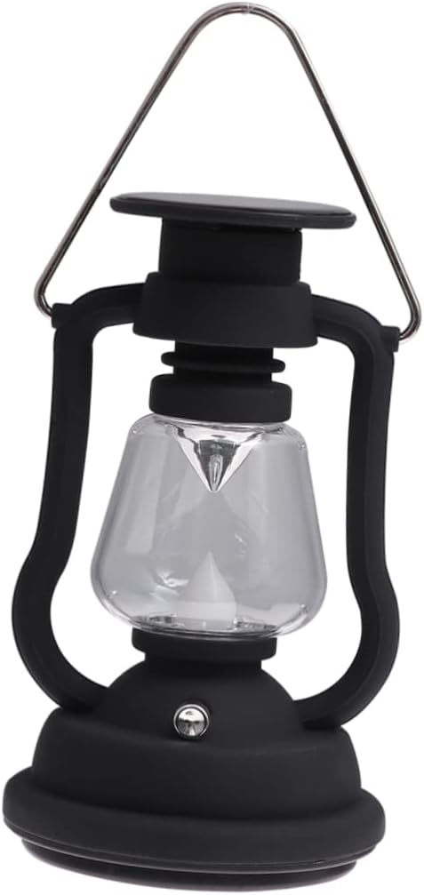 Mikinona USB Rechargeable Solar Retro Camping Lantern Portable Hand Powered Light for Hiking Emergency Multi Function Tent Light Black for