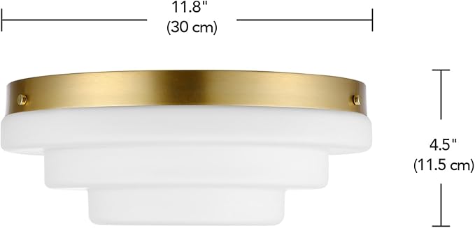 GLOBE Electric 66000081 2-Light Flush Mount Ceiling Light, Matte Brass Finish, Tiered White Milk Glass Shade, E12 Base, Dimmable