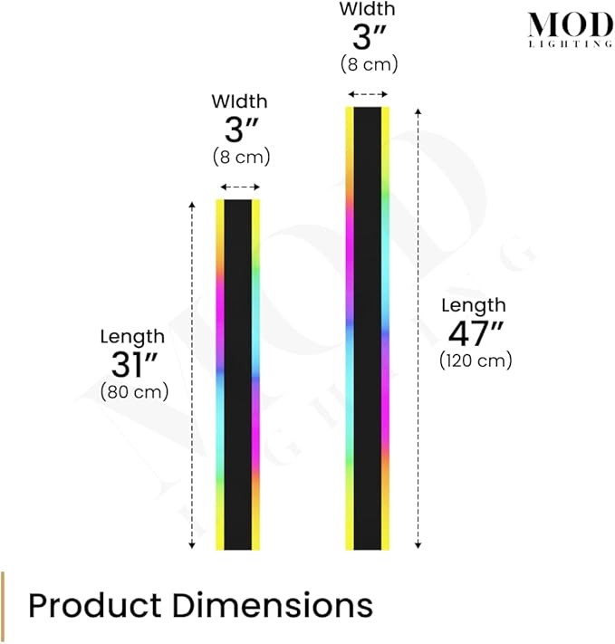 𝗠𝗢𝗗 𝗟𝗜𝗚𝗛𝗧𝗜𝗡𝗚 Haylen RGB | Waterproof Outdoor Wall Lights, Dimmable with Remote, 7 Colors and 358 Light Effects, Long Wall Sconce, Modern Linear Exterior Light Fixture, 1-Pack (RGB | 31")