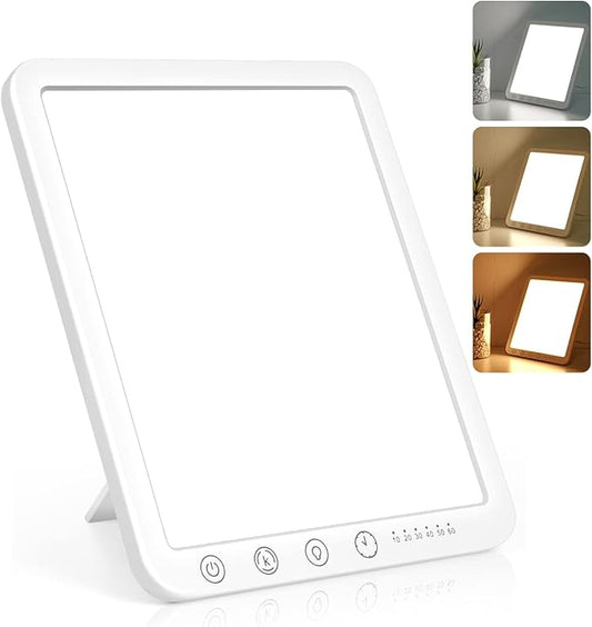 Light Therapy Lamp, 15000 Lx Sun Lamp,3 Color Temperature, 5 Levels of Adjustable Brightness and Timer Function Light Lamp, Touch Control, Rotatable Stand, Memory Function, Home/Office Use