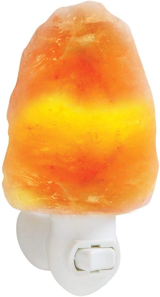 100% Natural Himalayan Night Light, Natural Cut Salt Stone with 360° Rotating Wall Plug, Includes Night Light Bulb, 2” Round x 3.9” H
