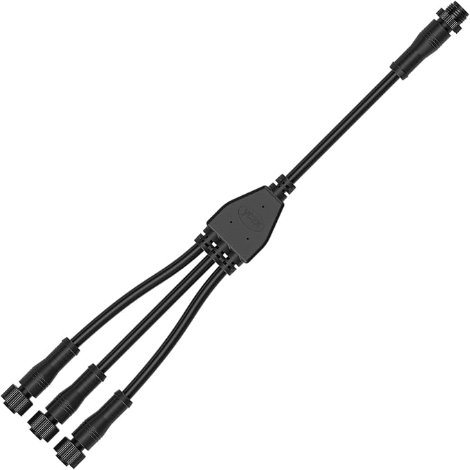 BTF-LIGHTING 5 Core 5 pin Small Size IP68 Y Shape 1 Male-Divided-3 Female Spillter Connctor Black Plastics 22AWG 15mm Metal Metal Nut Support All BTF-LIGHTING 5 pin Small Size IP68 Connectors