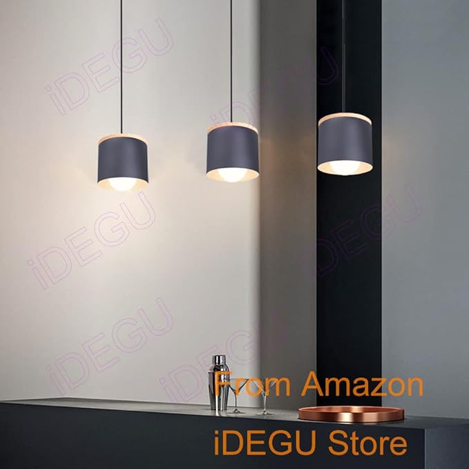 Scandinavian Style E27 Ceiling Light Fixture - Retro Wood and Iron Pendant Lamp for Bedroom, Dining Room, Kitchen - 12cm Black(# Negro)