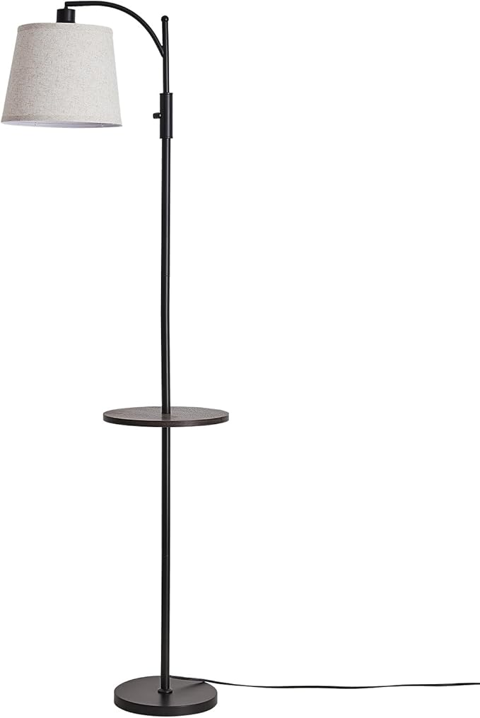AIDENOEY Smart Floor Lamp with Side Table | Stepless Dimming, RGB Multi-Color | Adjustable Swivel Head | Voice Control with Alexa & Google Assistant |Black Lamp for Living Room,Bedroom,Home Office