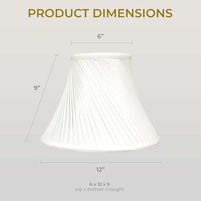 Royal Designs BS-717-12WH Twisted Pleat Basic Lamp Shade, 6 x 12 x 9, White